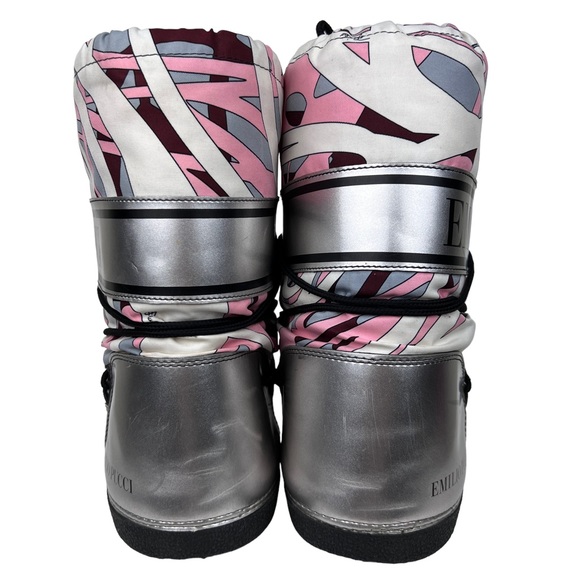 Emilio Pucci Printed Lace Winter Snow Ski Moon Boots - Picture 3 of 10